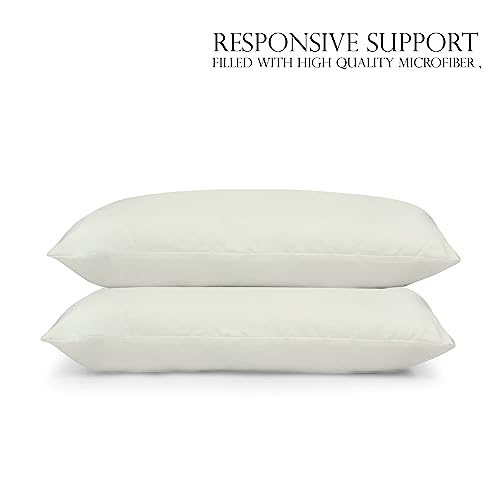 Image of Microfiber Pillow Set of 2 for Sleeping - 16x24 Inches, Ivory