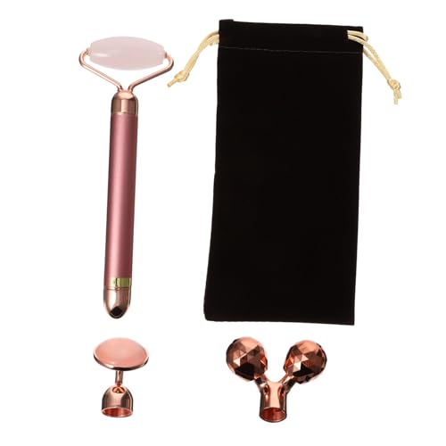EXQUIMEUBLE Rouleau Facial Électrique en Jade Masseur Facial Anti-Rides Outils de Massage pour Types de Peau Vibrations à Haute Soin Visage