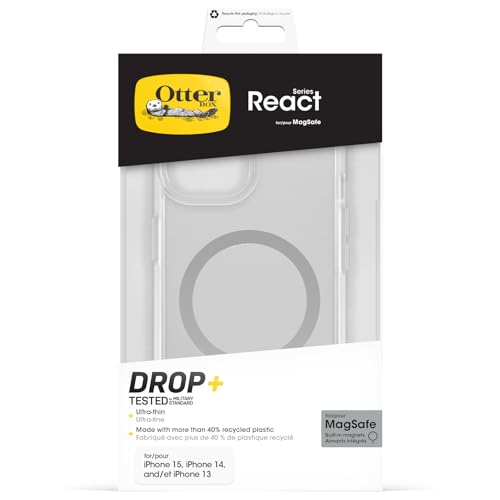 OtterBox React Series MagSafe Case for iPhone 16e/15/14/13, Shockproof, Drop proof, Ultra-Slim, Protective Thin Case, Tested to Military Standard, Clear - Image 4