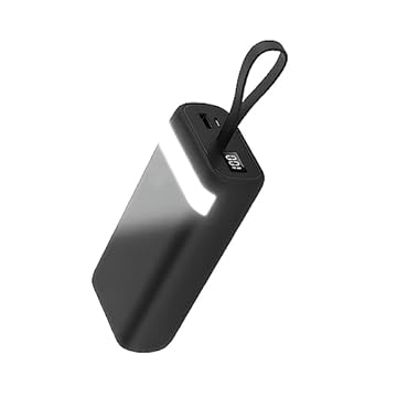 Carregador sem fio Universal Portátil Power bank Turbo 20000mah com 4 cabos saída USB Tipo C/Micro USB/USB/USB Visor de Carga (Preto)