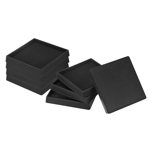 Image of M METERXITY 8-Pack Furniture Coasters Cups, 4 inch Square Rubber Anti Slide Floor Protector Pads for Sofa Chair /Piano Stopper, Furniture Caster Leg Non Slip Feet Cups [Black]