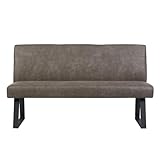 DUBI Möbel Sitzbank Joyce 160 cm mit Federkernpolsterung – Moderne Esszimmerbank Taupe – Gepolsterte Küchenbank mit 15 cm Polsterung & Metallbeinen Schwarz