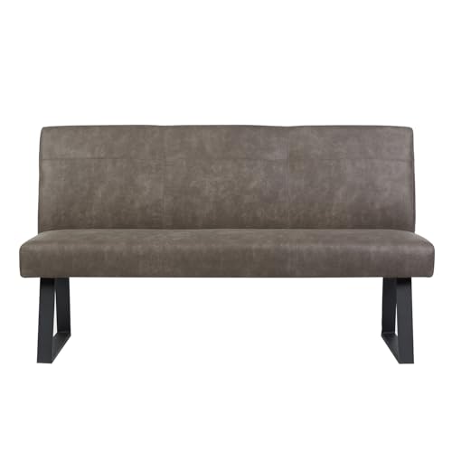 DUBI Möbel Sitzbank Joyce 160 cm mit Federkernpolsterung – Moderne Esszimmerbank Taupe – Gepolsterte Küchenbank mit 15 cm Polsterung & Metallbeinen Schwarz