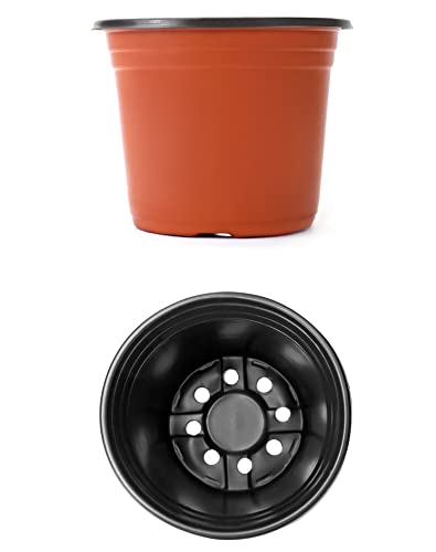QWORK® 100PCS Plastic Plant Pot 6"/15cm, Thick Wall with Drainage Holes - Plants Nursery Pot Seed Starting Pots - Image 3