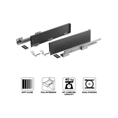 Image of Ozone Tandem Slim Box Egrotech Drawer System OE-DWDS-SL-N for Moduler Kitchen 4, 6, 8 Inches x20 Inches (6 Inches (167x500mm))