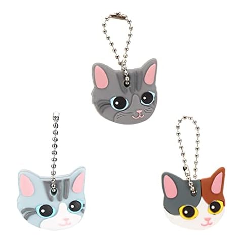 YANGWEN Cartoon Key Covers,3 Styles Cartoon Cute Animals Key Chains Key Cover Cap Silicone Keychains Cat Key Cover Cover
