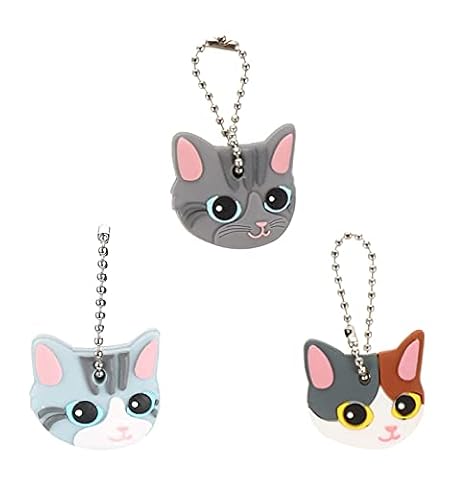 YANGWEN Cartoon Key Covers, 3 Style Cartoon Cute Animal Keychains Keychains Silicone Cap Keychains Keychains