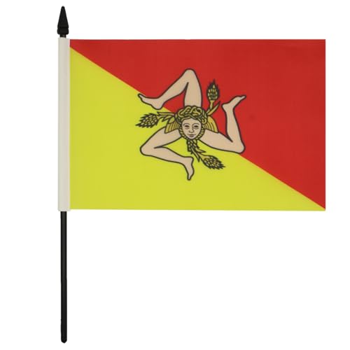 AZ FLAG - Tischflagge Sizilien - 21x14 cm - Sizilien Tischfahne 14 x 21 cm - Flaggen