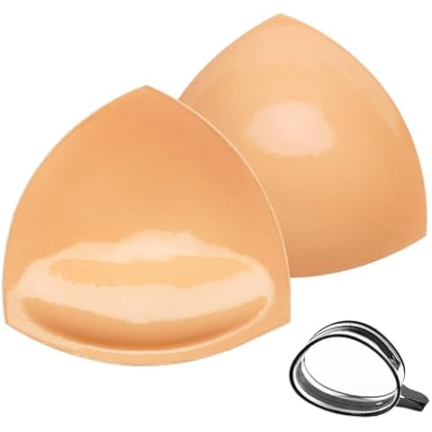 Double-Sided Sticky Bra Pad Inserts, Ultra Soft Lightweight Fabric Invisible Adhesive Bra Inserts Push up Bikini Padding Breast Enhancement Pads Reusable Washable M Cover