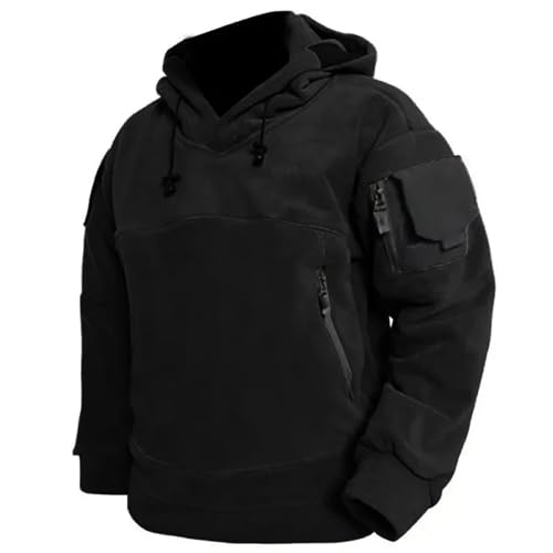 Military Hoodies for Men Tactical Adventure Hood Sweatshirt Winter Thermal Hiking Outerwear Hipster Cargo Pullover Top