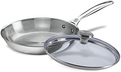 Le Creuset 8 Inch Stainless Steel Fry Pan with Glass Lid SS Knob Kit Le Creuset 8 Inch Stainless Steel Fry Pan with Glass Lid SS Knob Kit