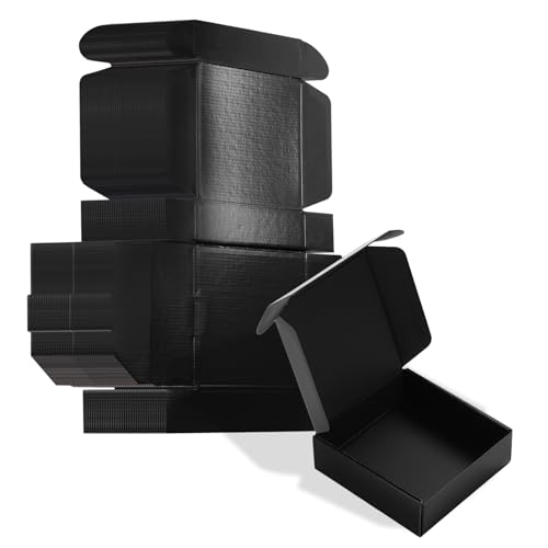 Image of ZBEIVAN 6x6x2 Black Shipping Boxes Set of 50, Corrugated Cardboard Mailer Boxes for Packaging Small Business Mailing Gifts