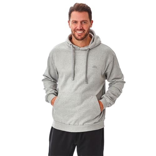 Iron Mountain Sudadera con Capucha de Forro Polar Suave para Hombre, Parte Superior ecológica con Hilo Reciclado recuperado, Gris Claro Jaspeado, XL