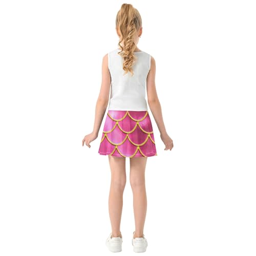 Athletic Shorts Girls Skorts Kids Tennis Skirts Casual Butterfly Mermaid Fish Scales Pink 3t4