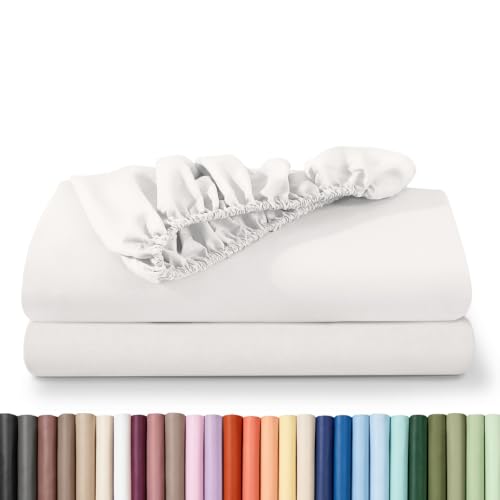 Bare Home 2-Pack Fitted Sheet 1800 Ultra-Soft (Twin, Antique White)