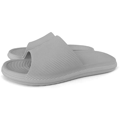 ofoot Stylish and Cozy Women's Comfort Indoor and Outdoor Casual Slide Sandals Non-Slip Shower Slippers - Unisex Soft Flip Flops (Grey-2, 9-10) Cover