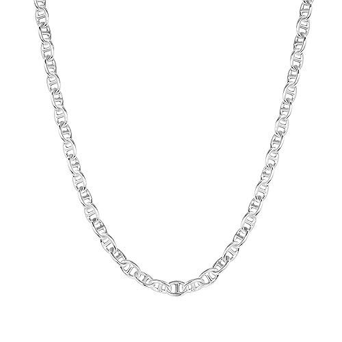 PAVOI 14K White Gold Plated Anchor Chain