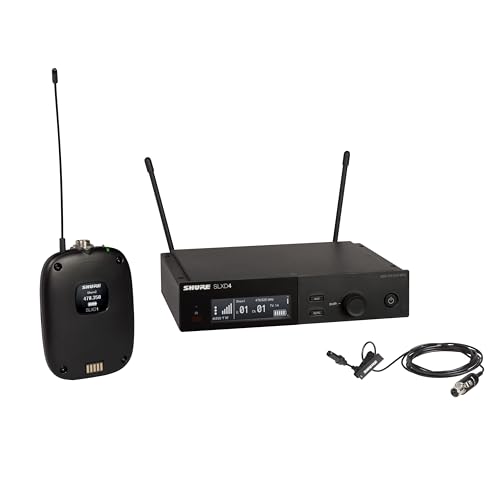 Shure SLXD14/UL4B Digital Wireless Microphone System - Includes SLXD1 Bodypack Transmitter, UL4B UniPlex Cardioid Lavalier Mic, and SLXD4 Receiver with 19" Rack Mount Kit | G58 Band (SLXD14/UL4B-G58)