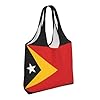 WSSYYBF Flag of Timor-Leste Canvas Tote Bag, Polyester Shopping Tote, Large Capacity #3