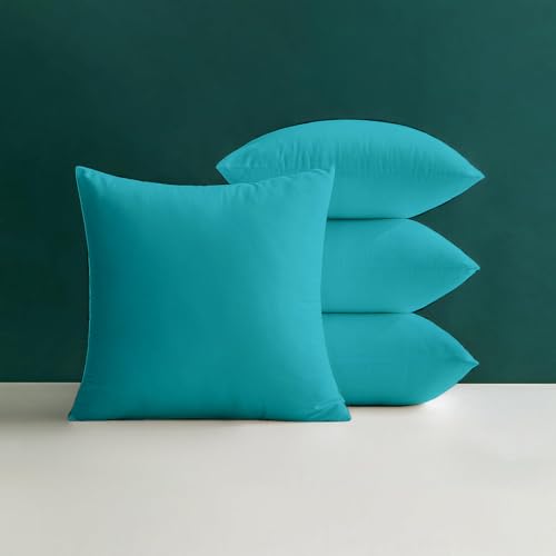 Crescent Textile Waterproof Outdoor Garden Furniture Seat Cushion 45x45cm Decorative Throw Pillow Shredded Foam Filled for Garden Sofa Livingroom Chair Bedroom Tent Park Patio (4, Aqua)