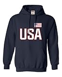 Go All Out Large Navy Blue Mens USA National Pride Sweatshirt Hoodie