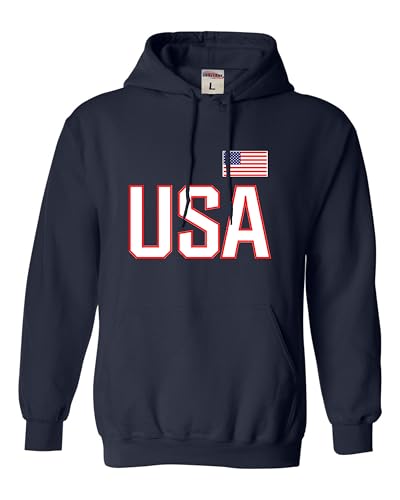 Go All Out Large Navy Blue Mens USA National Pride Sweatshirt Hoodie