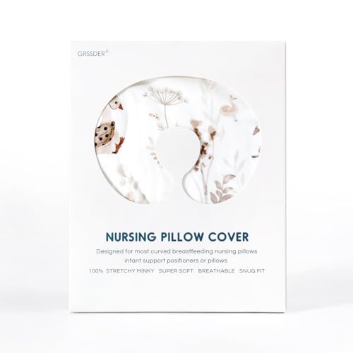 Image of GRSSDER Nursing Pillow Cover Stretchy Minky Removable Nursing Covers for Breastfeeding Pillows, Ultra Soft Comfortable Slipcover for Boy and Girls, Cute Duck Pattern