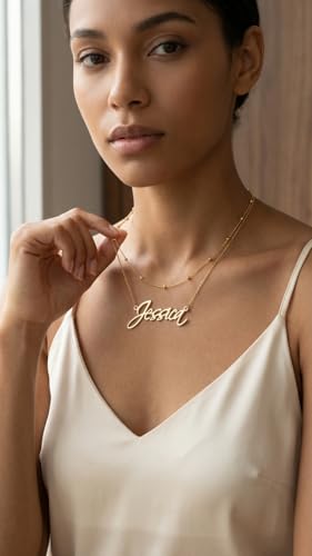 Image of Custom Name Necklace - 925 Sterling Silver & 316 Stainless Steel, 14 Fonts & Multi-Language Options, 4 Colors, 5 Chain Styles, Personalized Gift with Premium Box