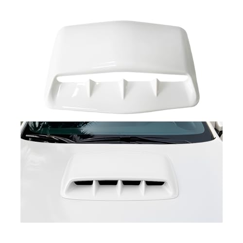 FALVFUN Car Hood Vents, Vehicle Scoop Turbo Bonnet Hood Air Flow Intake Cover, Automotive Exterior Decorative Engine Cooling Intake Vent Trim Accessories, Universal for SUV RV Truck (White)