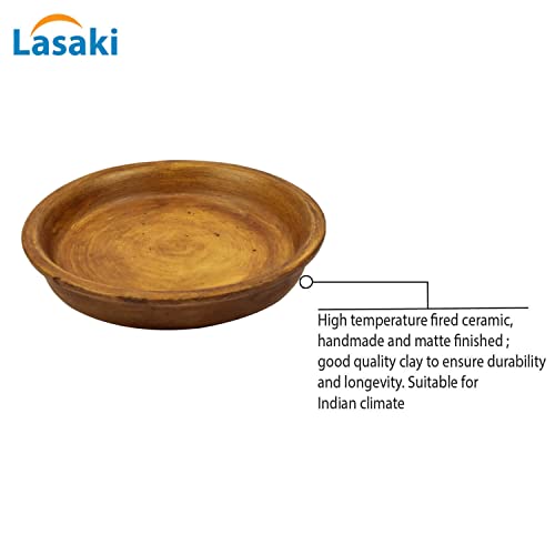 Image of Lasaki Round Ceramic Trays (Plates Saucers) for Pots, planters, Flower, Succulent(Set of 2,Antique,6 inch) R6(Plants not Included)