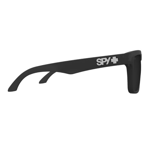 Image of SPY+ - HELM, Matte Translucent Black, Happy Gray Green Black Mirror, Medium-Large, Sunglasses, Unisex, Adult