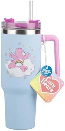 Paladone Care Bears 1.2L Blue Insulated Cup and Straw, Officially Licensed Quencher Bottle with Handle for Water, Iced Tea, Coffee, Cute Pop Culture Collectible for Fans - Image 6