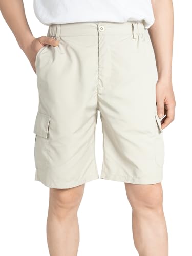 ALXHUTE Boys Lightweight Cargo Shorts Kids Quick Drying Adjustable Waist School Summer Bermuda Short Beige 11-12 Years Size 160