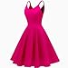 GOOBGS Women's 1950s Retro Vintage Spaghetti Strap Cocktail Swing Dresses with Pockets Fuchsia XS