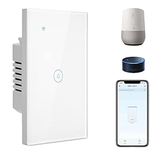 BSEED Smart Water Heater Switch,Work with Amazon Alexa,Google Assistant,WiFi Touch Switch with Smart Life APP Control and Timing Function,20A White Water Heater Switch Suitable for Bedroom,Bathroom