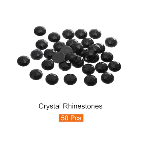 Image of MECCANIXITY Flat Back Round Acrylic Rhinestones,12mm Black Flatback Crystal Rhinestones for Crafts Clothes Shoes DIY Decoration Gifts 50Pcs