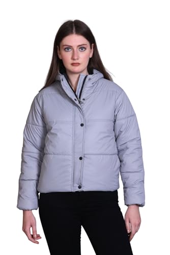 Image of SANE ORIGINALS Hooded Winter Jacket for Women in Full Zipper || Stylish Semi Crop Warm Jacket for Women Winter Wear with Hood ||