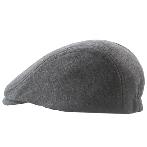 Generisch Gorra con visera para niños de 2 años Newsboy, gorro para hombre, algodón, suave, ajuste elástico, gorro de conducción, gorra de cabbie, boina con visera para mujer, gris oscuro, talla única