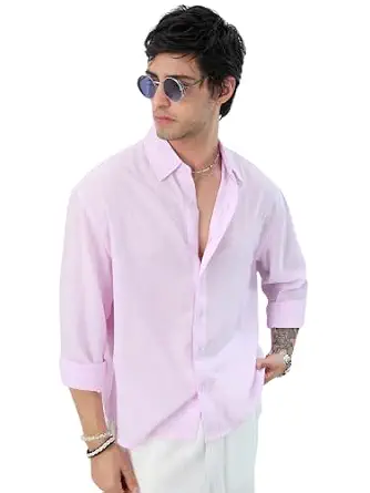 VASTRADO Pink Pearl Slub Textured Shirt - Image 2