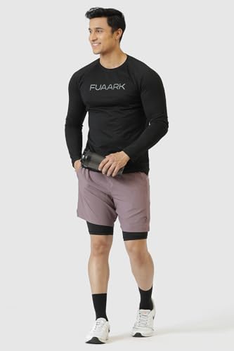 Image of FUAARK Double Layer 2 in 1 Sports Shorts with Inner Tights for Men Gym Tight Short with Pocket