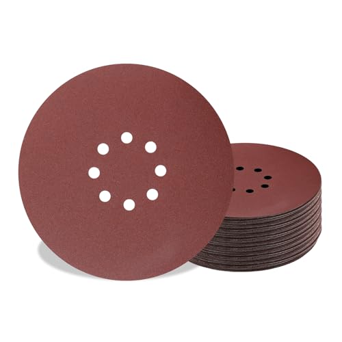 MAXXT 225mm Drywall Sander Sandpaper #40 25Pcs Hook & Loop Discs - Aluminum Oxide - 8 Holes, 40 Sandpaper Not Compatible R7202-F