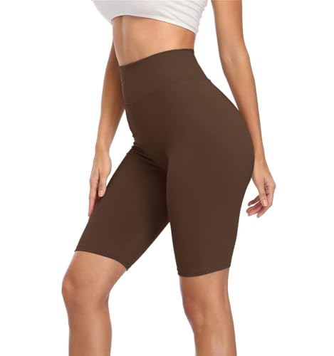 Cheapestbuy Womens High Waisted Biker Shorts Buttery Soft Short Leggings Under Dress Mid Thigh Leggings for Workout Yoga