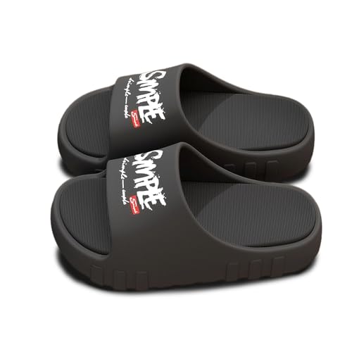 LOTUSTAR Cloud Slides for Women Men Thick Sole Pillow Slippers Non Slip Shower Bath Platform Foam Sandals for Indoor Outdoor House Pool (Black,8-8.5 Women/7-7.5 Men,Women,8,8.5,Men,7,7.5)