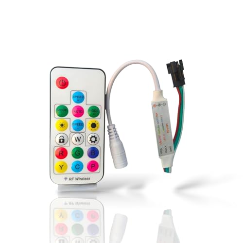 Image of Pixel RGB LED Controller WS2811 WS2812B 3 Pin Addressable LED Strip Lights 17 Key RF Remote Long Range Wireless Lighting Controller Room Decor