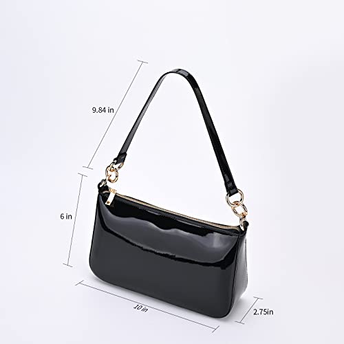 Glossy Faux Patent Leather Shoulder Bag for Women, Shiny Casual Clutch Purse, Mini Trendy Y2K Handbag3
