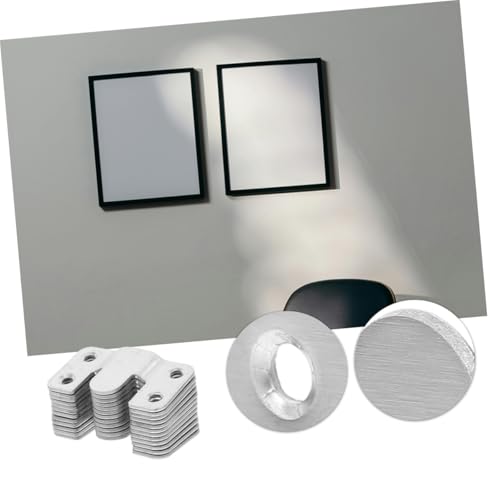 Image of UKCOCO 20pcs Heavy Duty Photo Frame Hook Picture Frames Mirror Hangers of Metal Wall Mounting Interlocking Brackets Heavy Duty Mounting Clips Frame Hanging Hardware Silver Stainless Steel