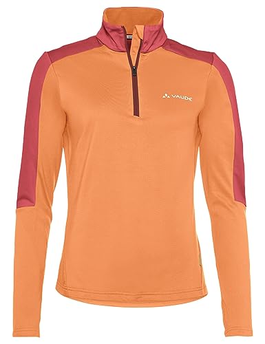 VAUDE Damen dünner Fleecepullover Livigno Halfzip II, angenehm warm, schnelltrocknend, atmungsaktiv, Sweet orange, 34 – Ansicht 1