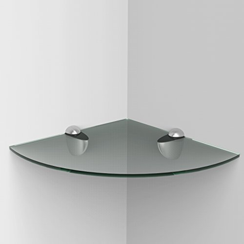 Acrylic Corner Shelf with Fixings, Ideal for Bathrooms, Bedrooms, Living Rooms and More. (Glass Effect, 250mm)