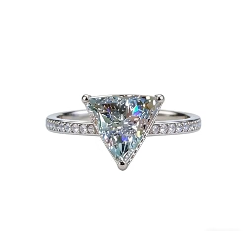 Vsoruln Fashion 925 Sterling Silver Shiny Full Diamond Ring Simple Triangle Zircon Women's Ring Cubic Zirconia Rings CZ Diamond Ring Eternity Engagement Wedding Band Ring for Women (10)