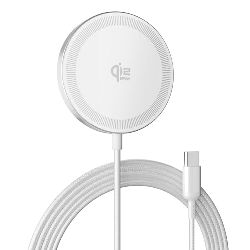 25W Magnetic Wireless Charging Pad: Qi2.2 Qi2 MagSafe Fast Charger for Google Pixel 10 iPhone 17 16 Pro Max 16e 15 14 13 12 AirPods & Samsung Galaxy Series Gift Ideal for Desk & Travel (White, 1Pack)
